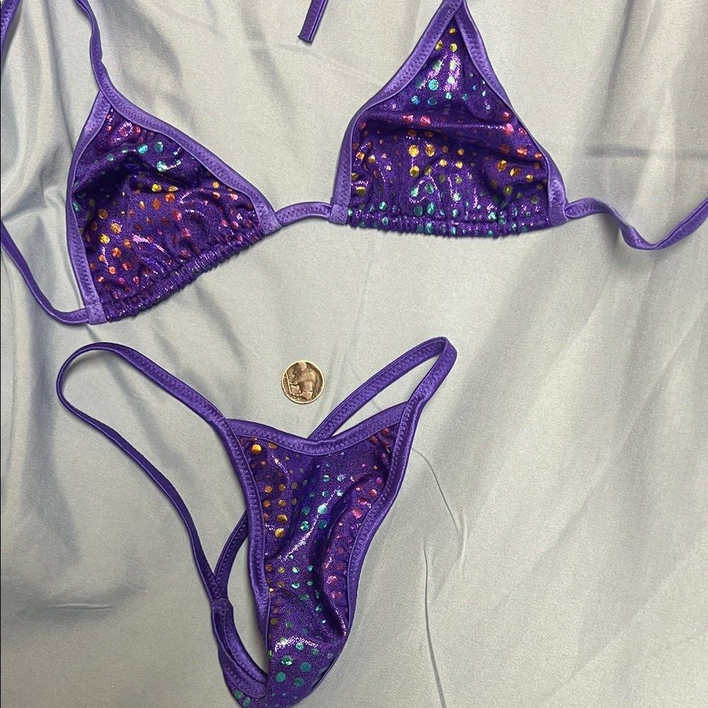 Purple with multicolored metallic spots Bikini Set
